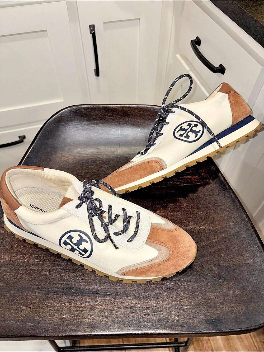 Tory Burch Good Luck Trainer Sneakers Cream & Brown US 10